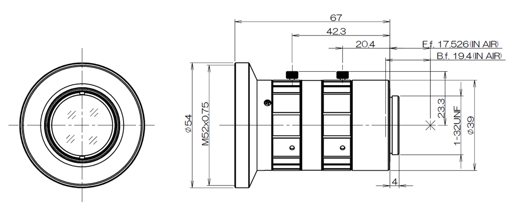 Fujinon CF8ZA-1S technical drawing