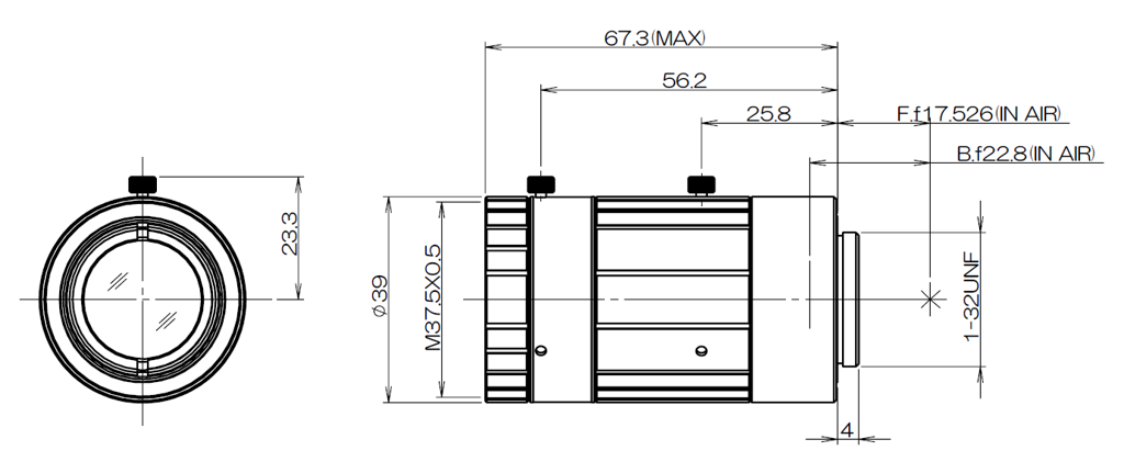 Fujinon CF25ZA-1S - rysunek techniczny
