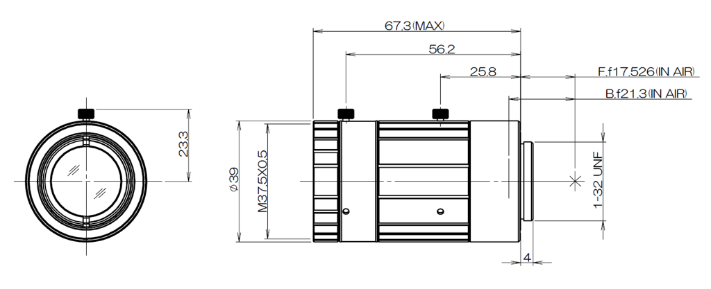 Fujinon CF35ZA-1S - rysunek techniczny