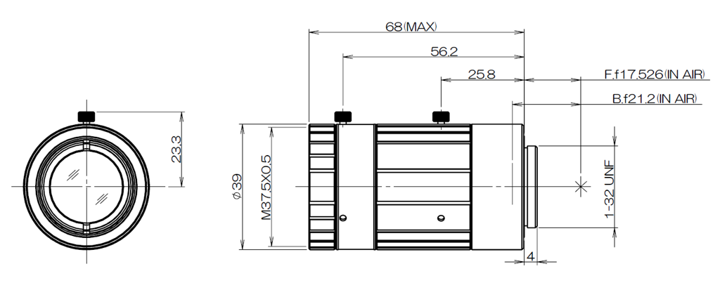 Fujinon CF50ZA-1S - rysunek techniczny