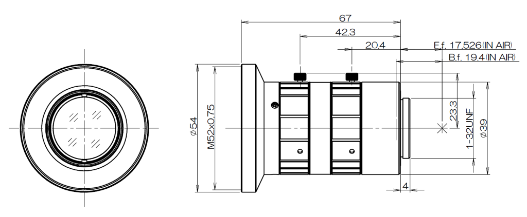 Fujinon CF8ZA-1S - rysunek techniczny