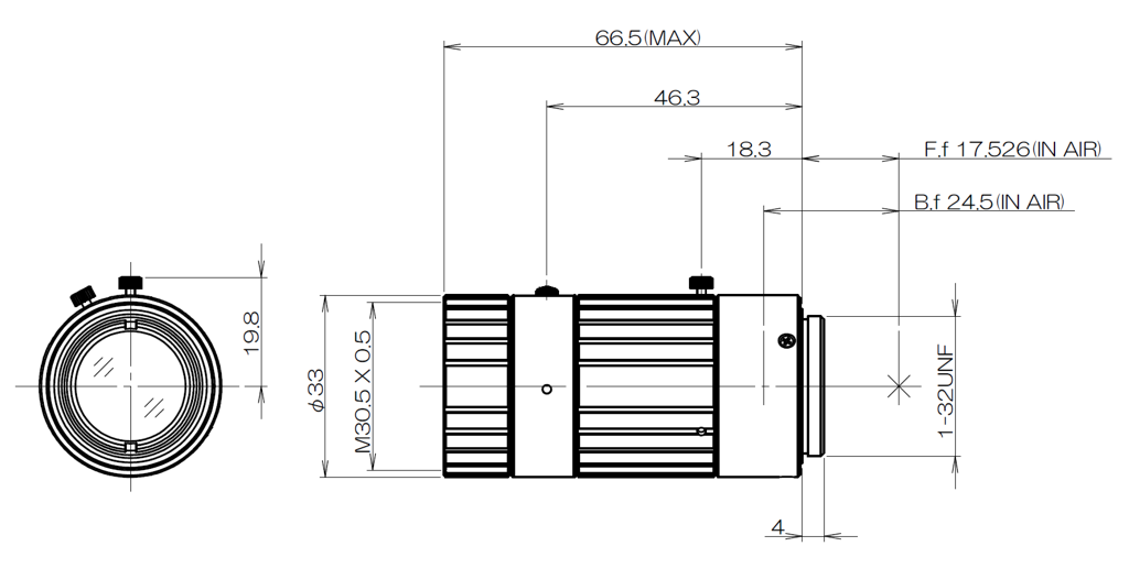Fujinon HF50XA-5M technical drawing