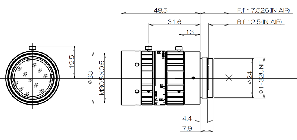 Fujinon HF818-12M technical drawing